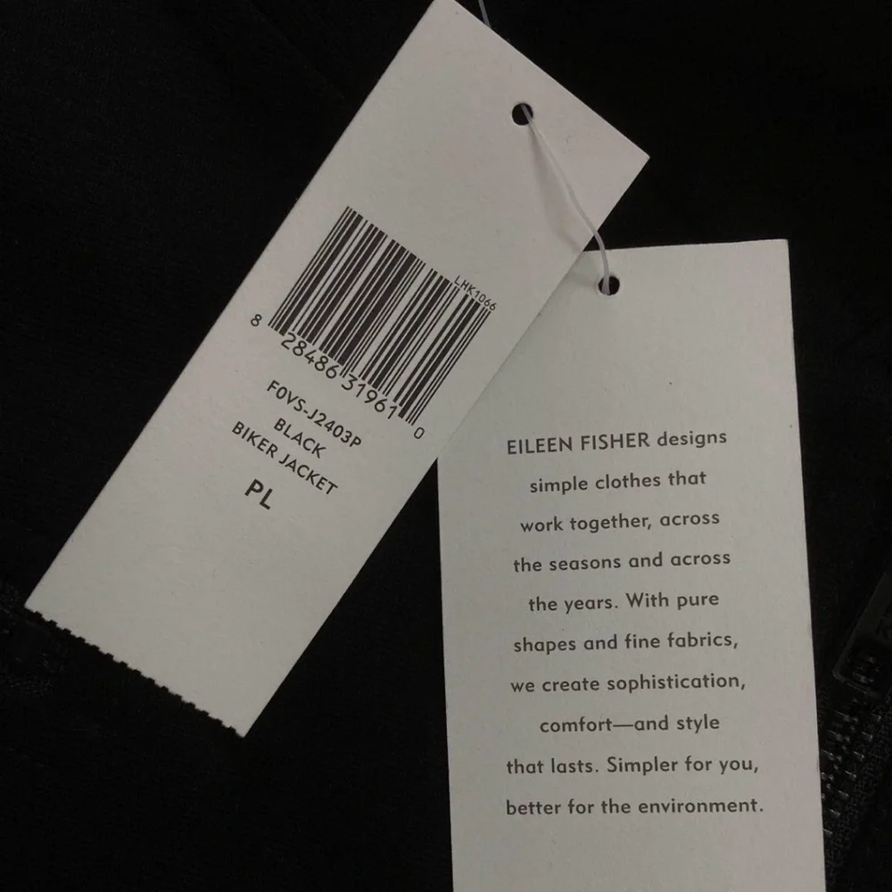 Eileen Fisher Petite Moto Jacket PL NWT Black Minimalist Capsule Workwear - Picture 7 of 9